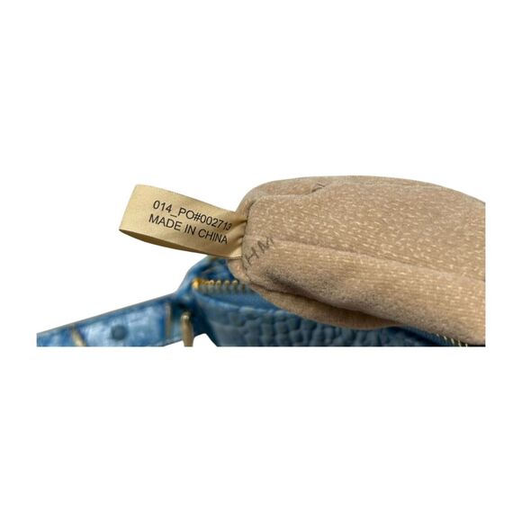 Brahmin Melbourne Katie Blue Croc Embossed Leather Shoulder Bag Adjustable Strap - Picture 12 of 16